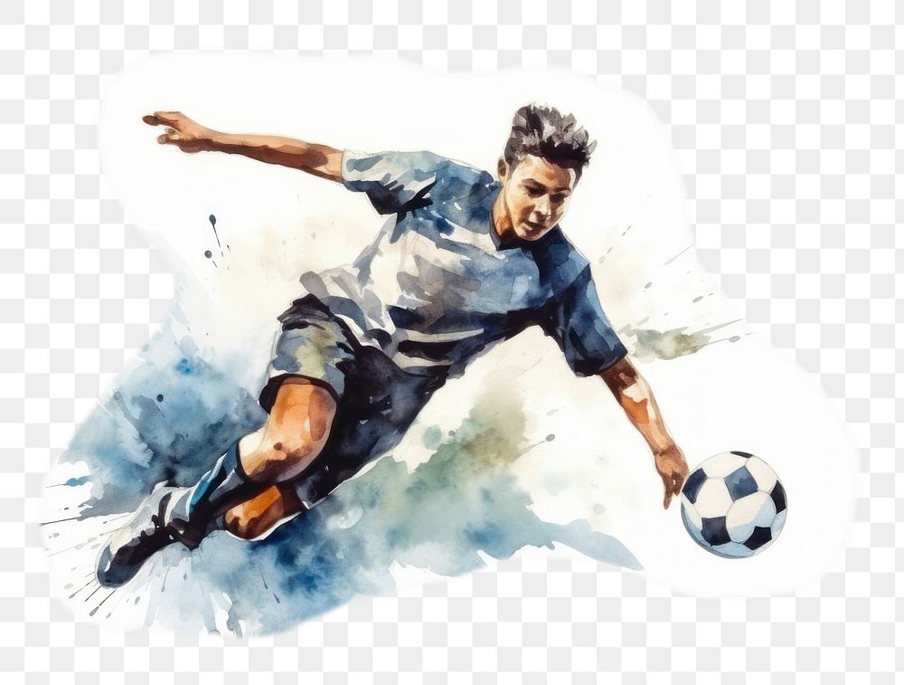 PNG watercolor illustration of soccer, isolate illustration on paper --ar 3:2
