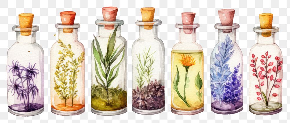 PNG Glass plant herbs jar.