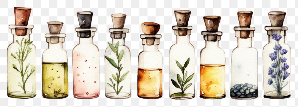 PNG Perfume bottle glass arrangement. AI generated Image by rawpixel.