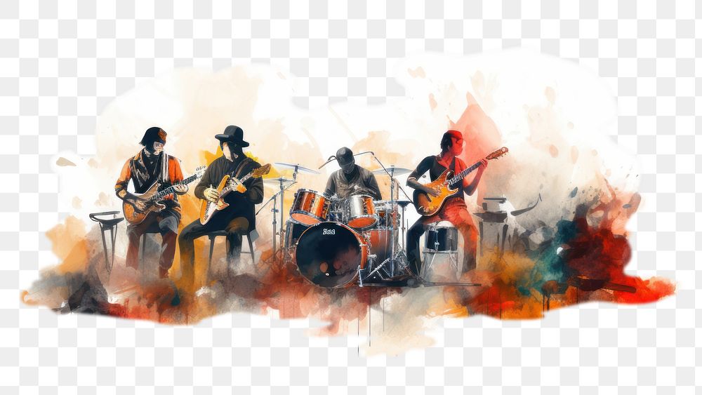 PNG live music, isolated on a white paper background, isolated --ar 3:2
