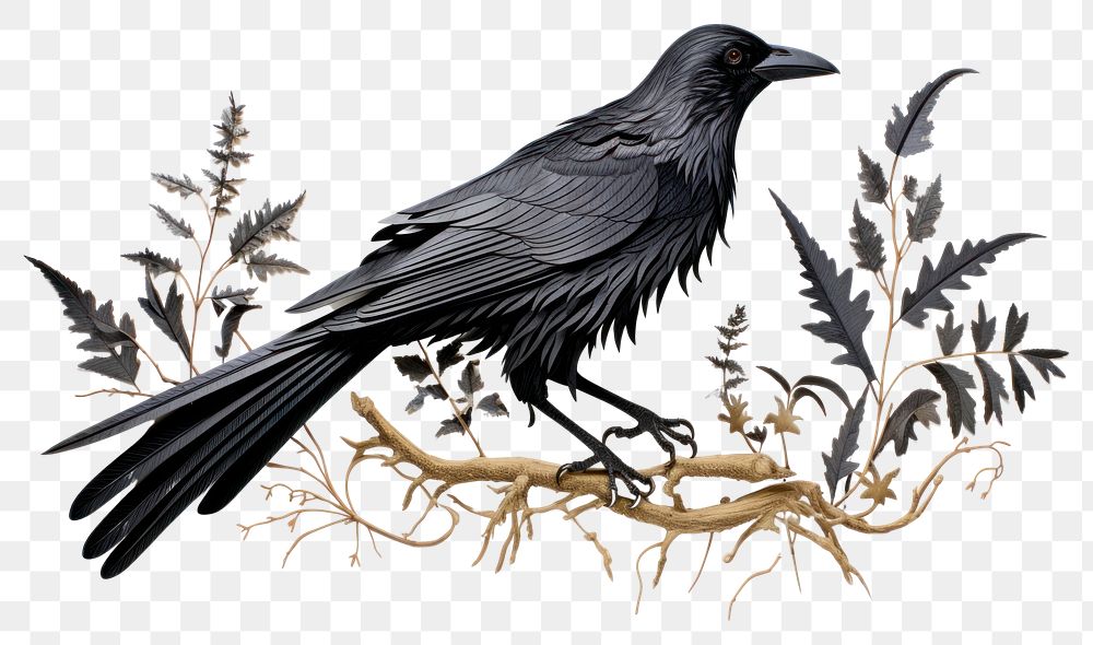 PNG Blackbird animal wildlife perching. AI generated Image by rawpixel.