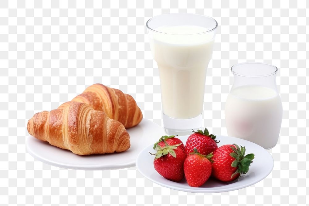 PNG Strawberry croissant drink bread. AI generated Image by rawpixel.