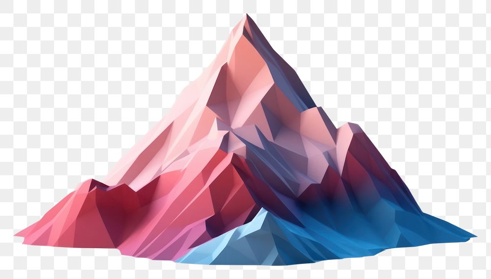 PNG Mountain origami white background landscape. AI generated Image by rawpixel.