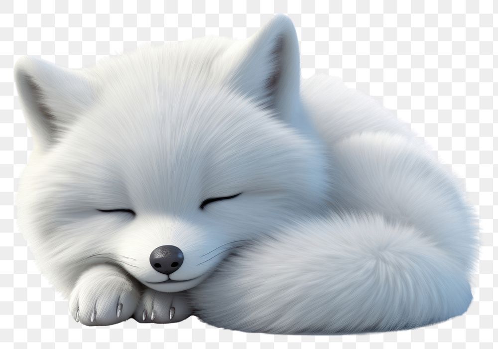 PNG Arctic fox sleeping mammal animal white. AI generated Image by rawpixel.
