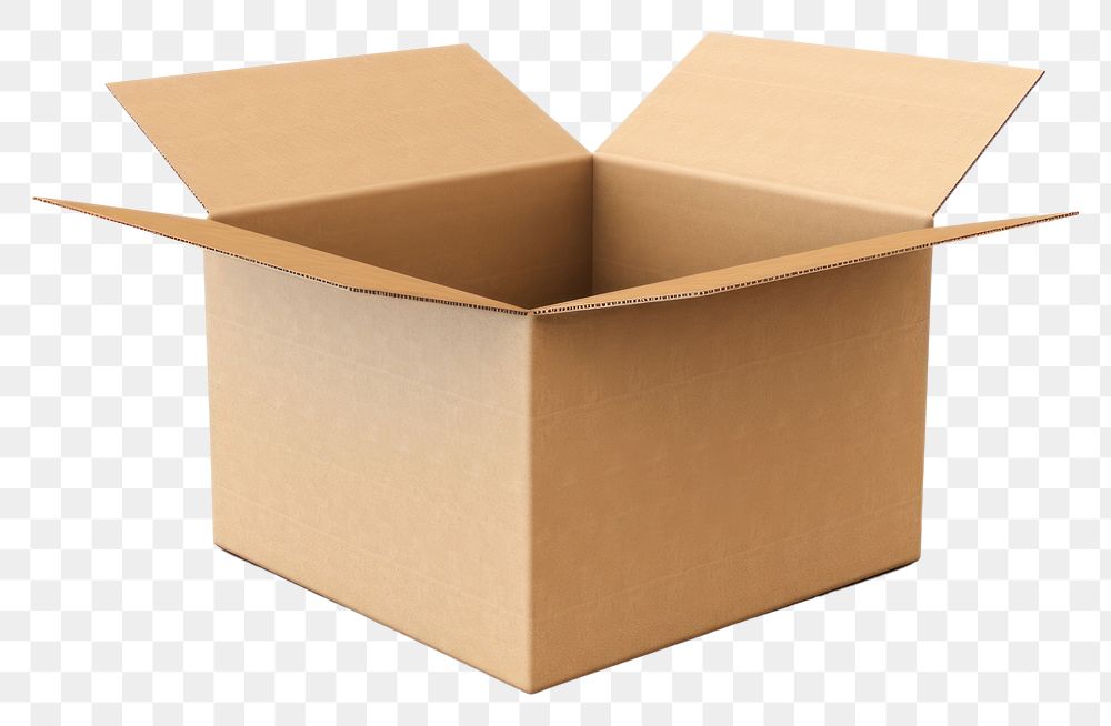 PNG Carton open cardboard box white background. 
