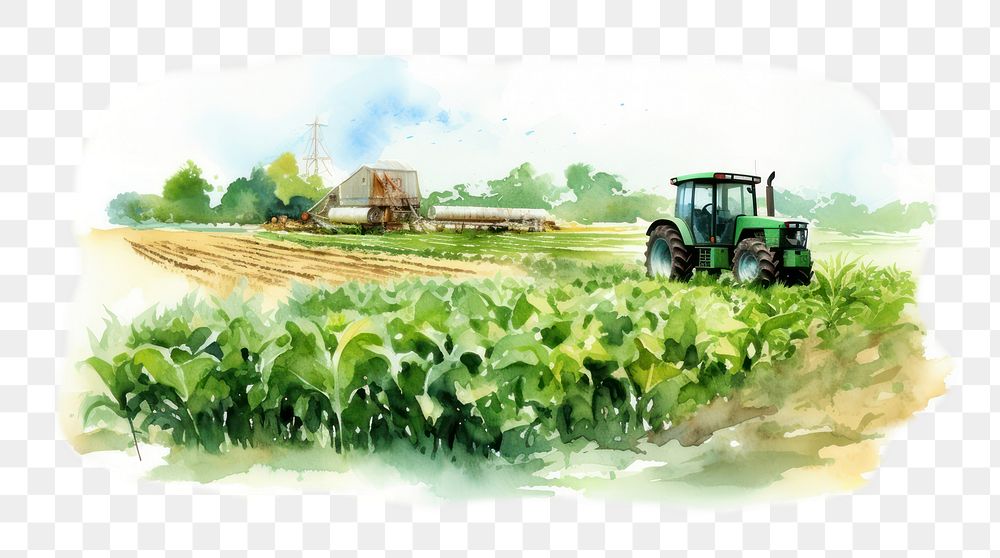 PNG water color illustration of agriculture, isolated on white paper --ar 3:2