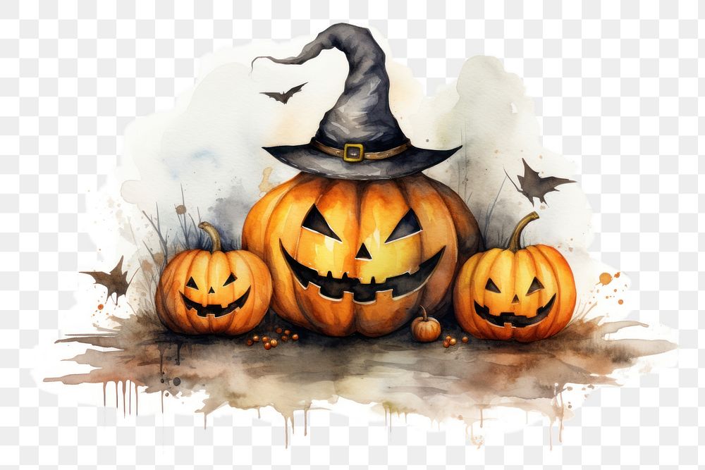 PNG watercolor minimal halloween , clean isolated background --ar 3:2