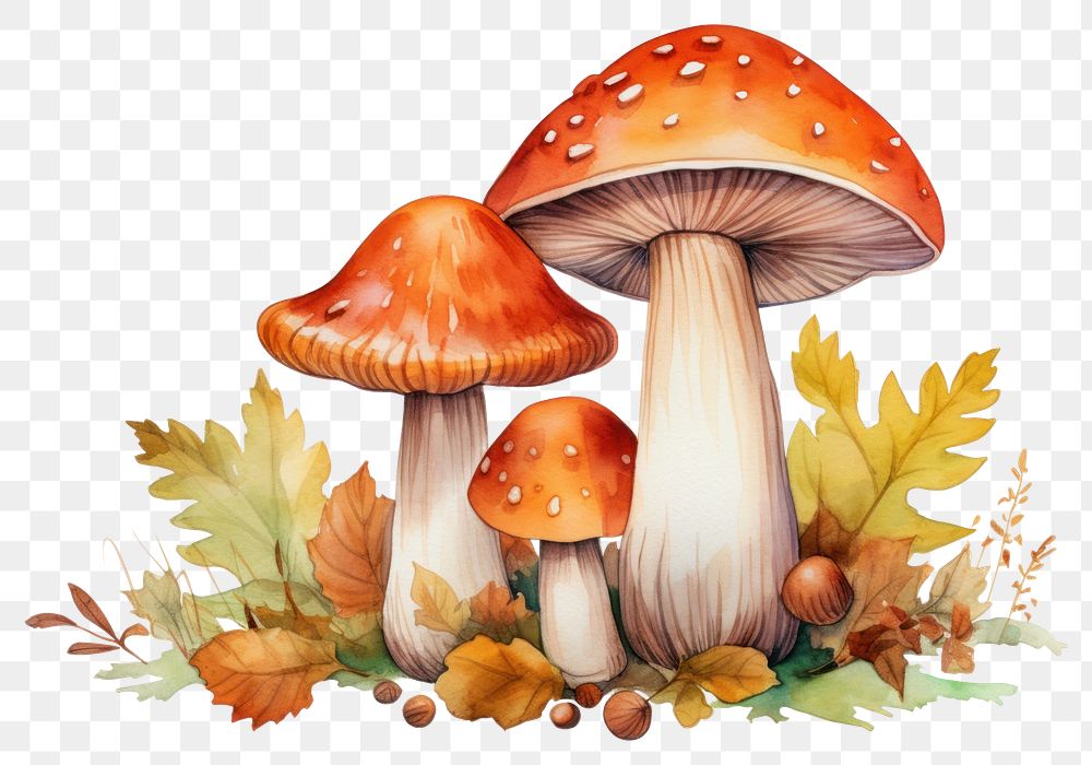 PNG Mushroom fungus agaric autumn. AI generated Image by rawpixel.