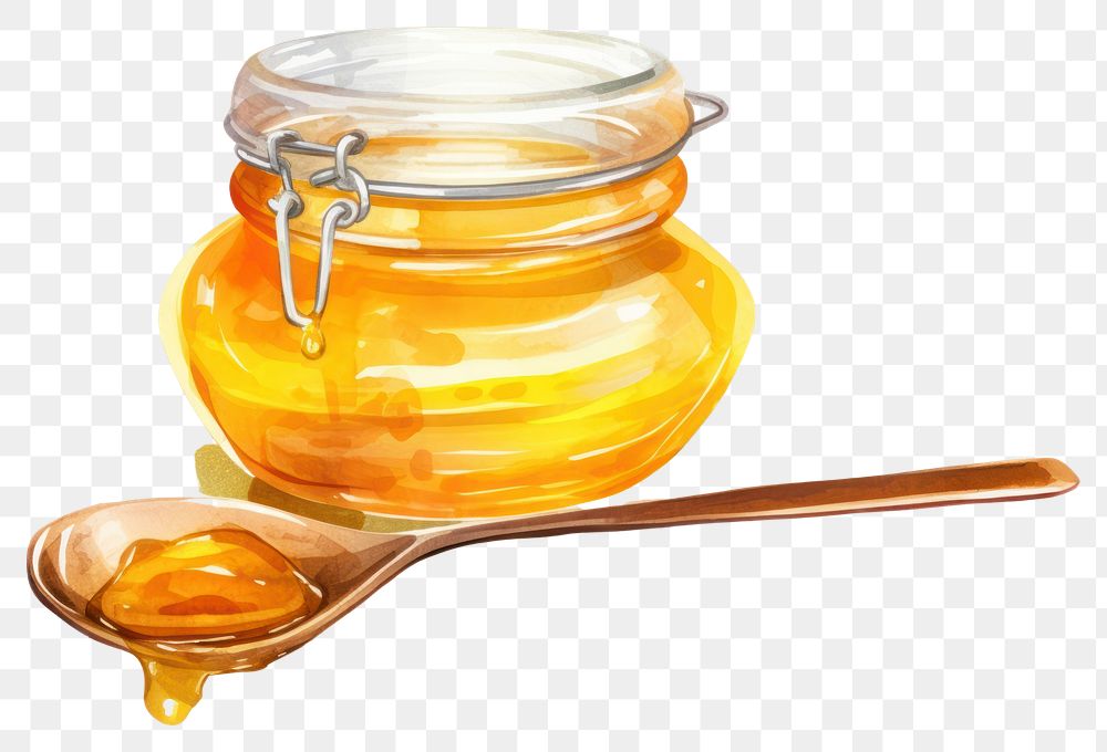 PNG Jar honey spoon food. AI generated Image by rawpixel.