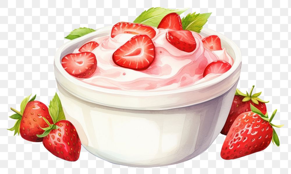 PNG Strawberry dessert yogurt fruit. AI generated Image by rawpixel.