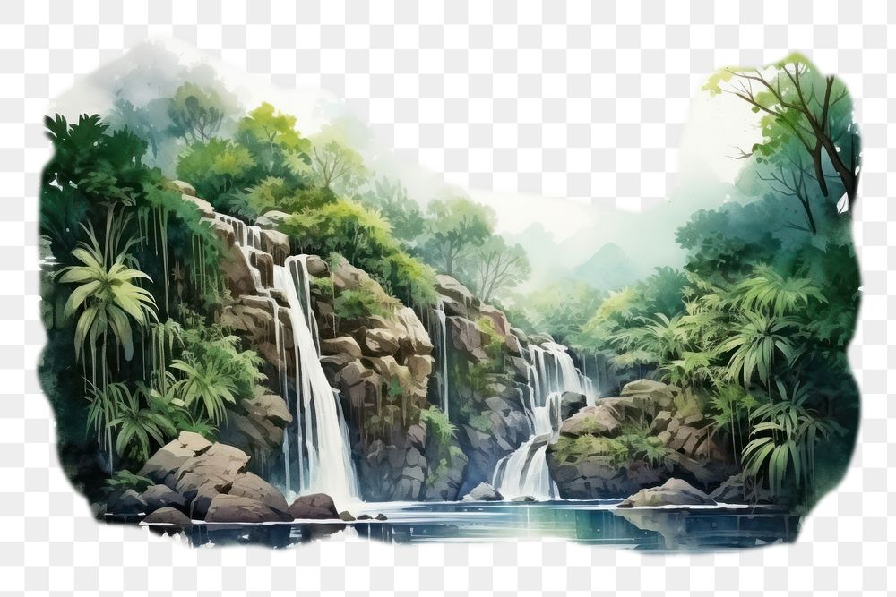 PNG Vegetation waterfall landscape outdoors. AI generated Image by rawpixel.