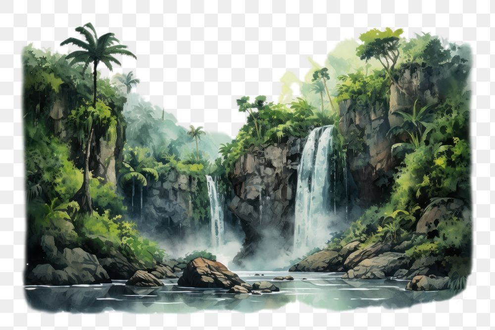 PNG Waterfall landscape outdoors nature. 