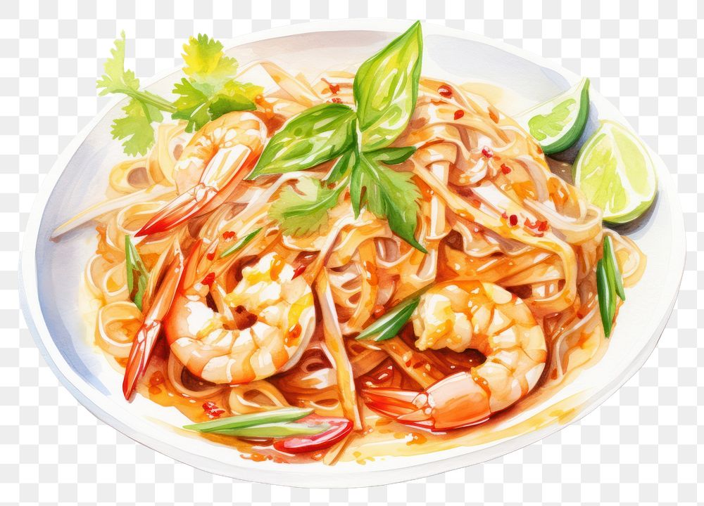 PNG Spaghetti seafood noodle shrimp. AI generated Image by rawpixel.