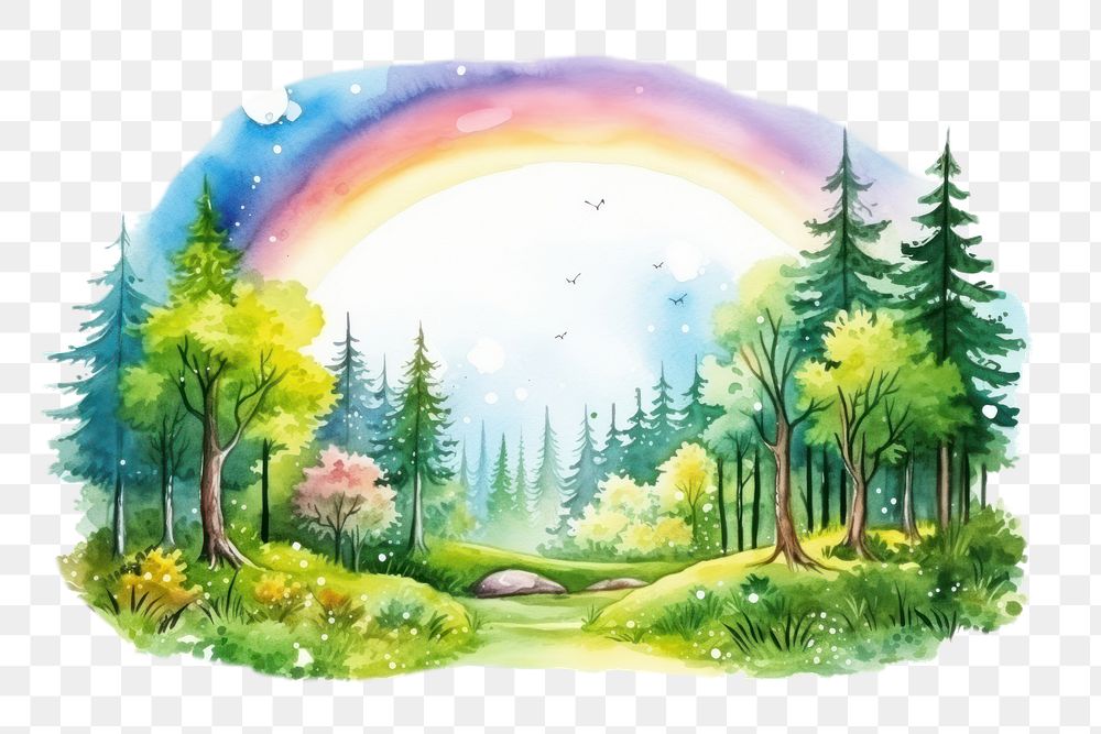 PNG Landscape outdoors woodland painting. AI generated Image by rawpixel.