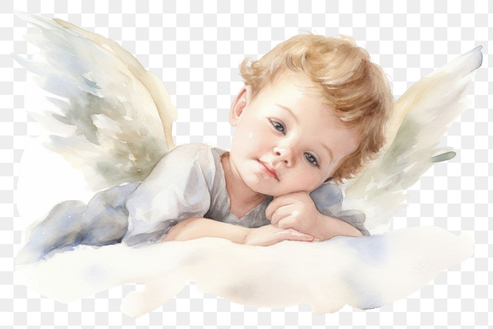 PNG Angel baby portrait representation. AI generated Image by rawpixel.