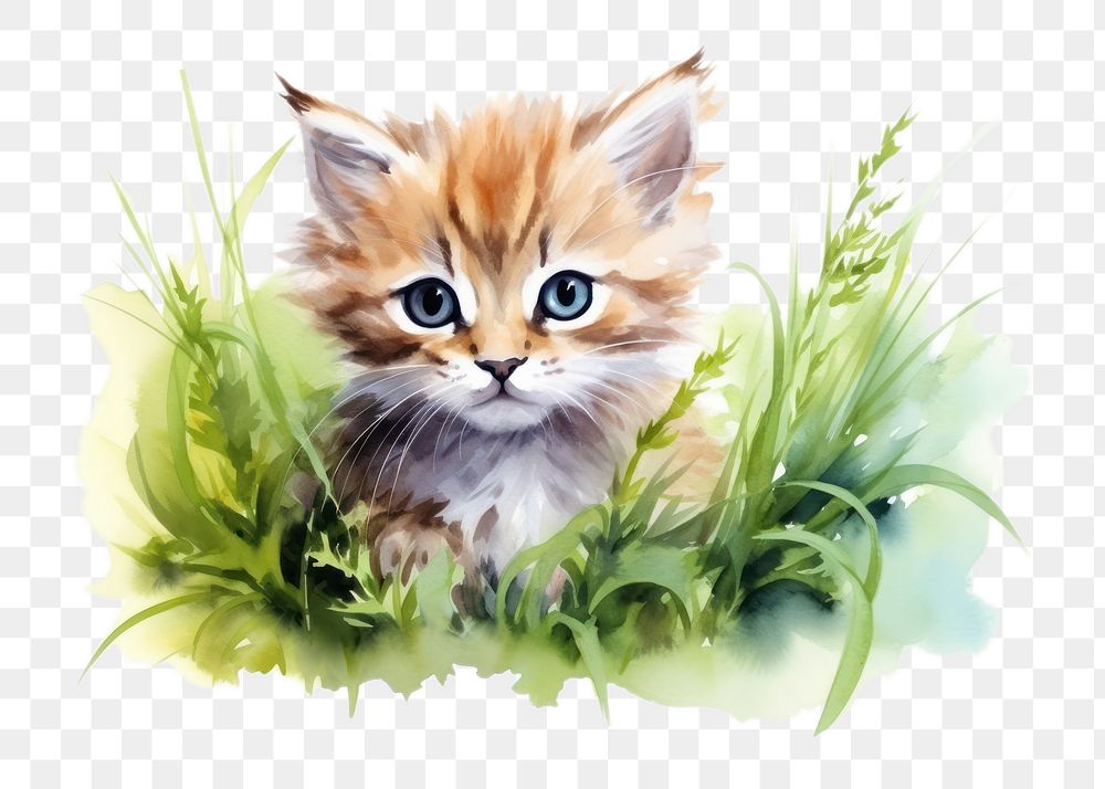 PNG Kitten grass mammal animal. AI generated Image by rawpixel.