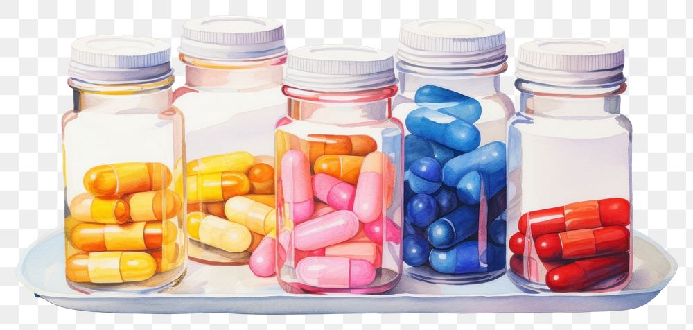 PNG Pill arrangement medication container. AI generated Image by rawpixel.