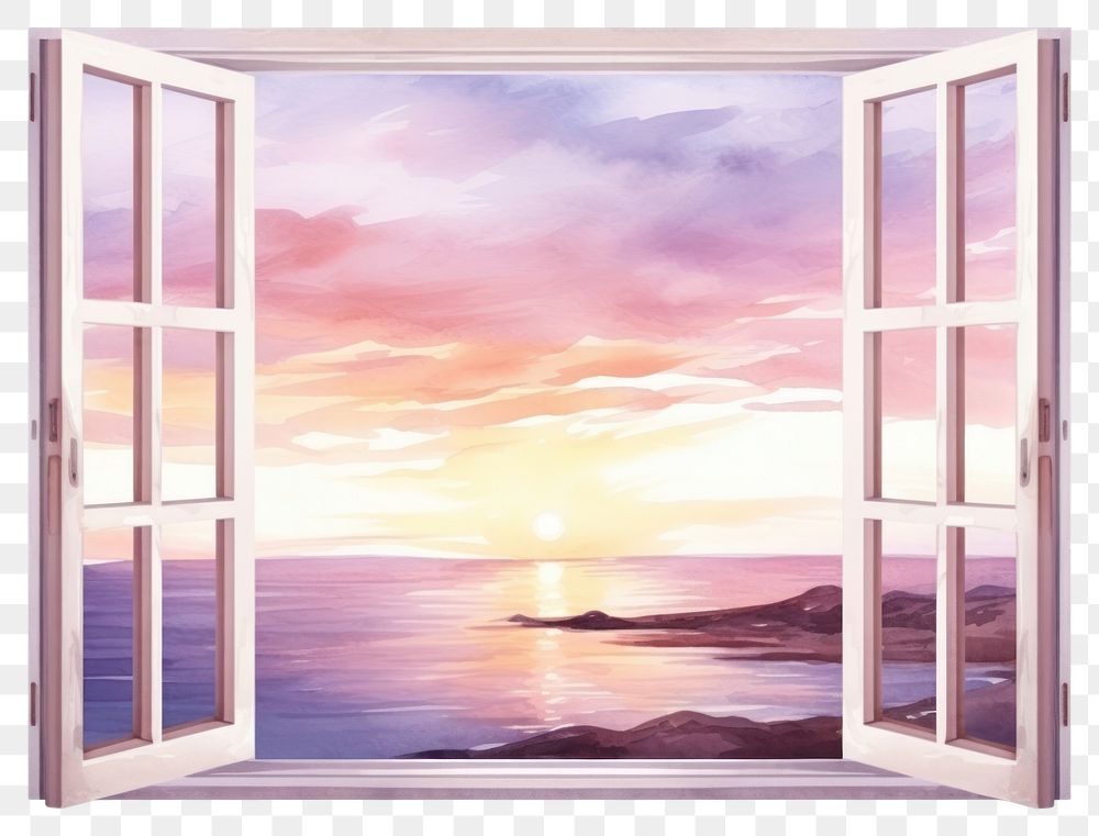 PNG Window architecture sunset nature. AI generated Image by rawpixel.
