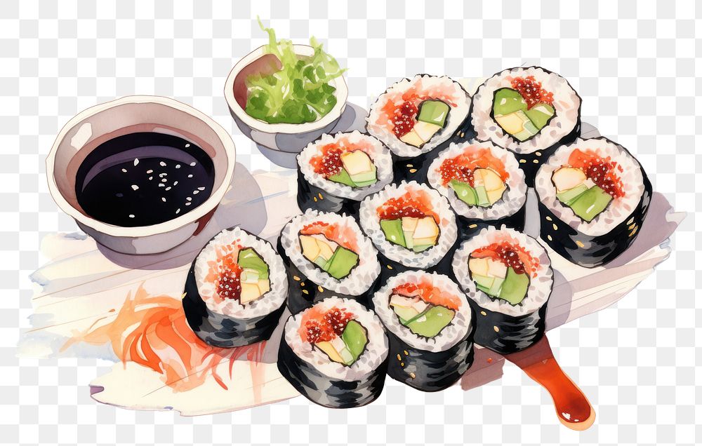 PNG Sushi plate food rice. AI generated Image by rawpixel.