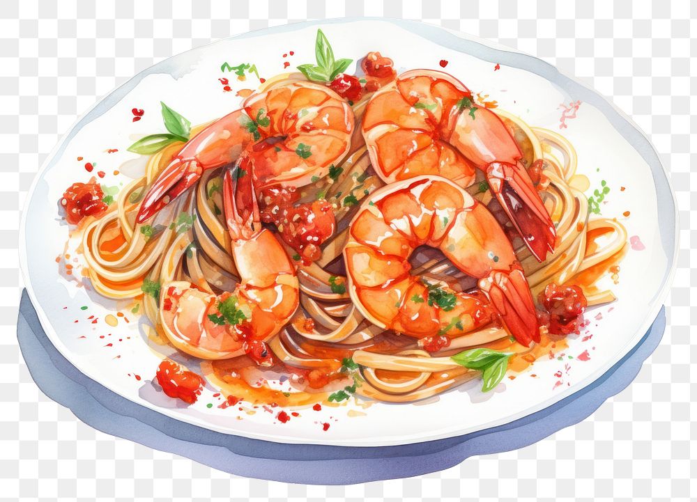 PNG Spaghetti seafood shrimp pasta. AI generated Image by rawpixel.