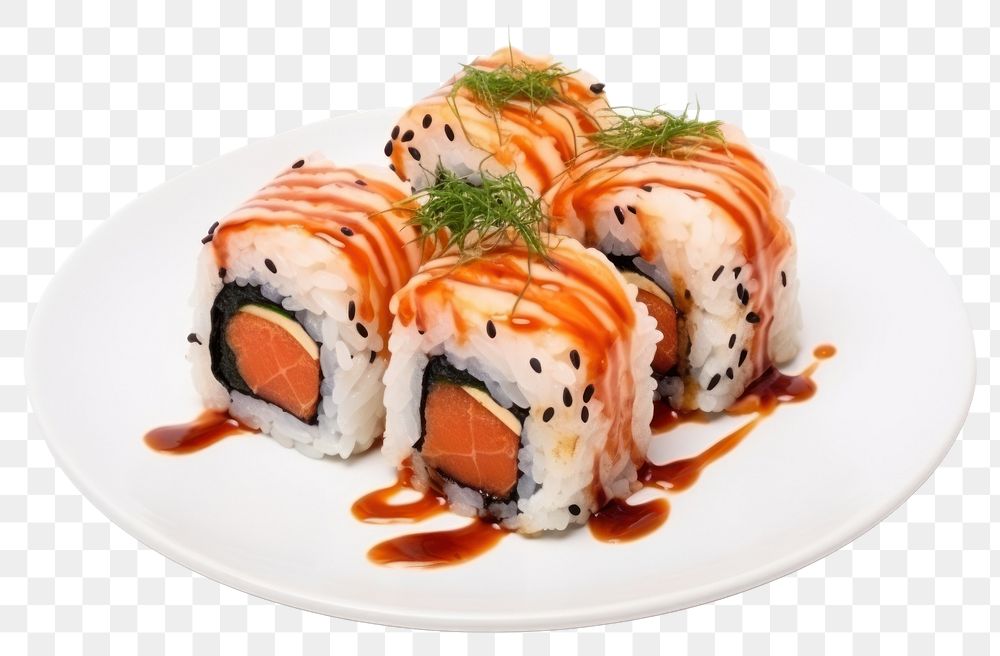 PNG Sushi food plate meal transparent background