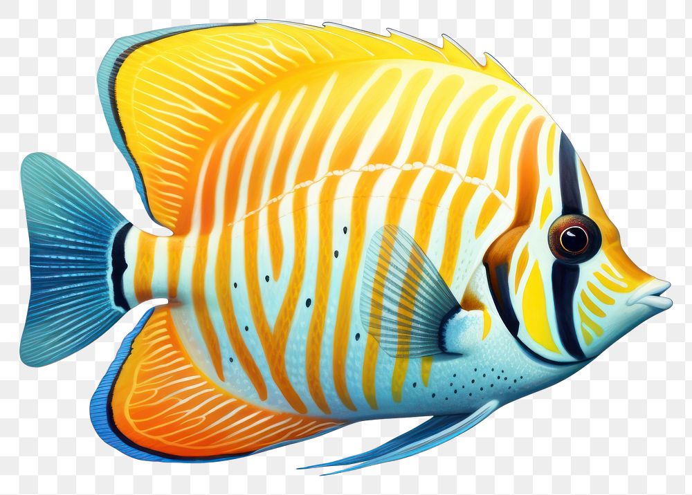 PNG Fish animal white background pomacanthidae, digital paint illustration. 