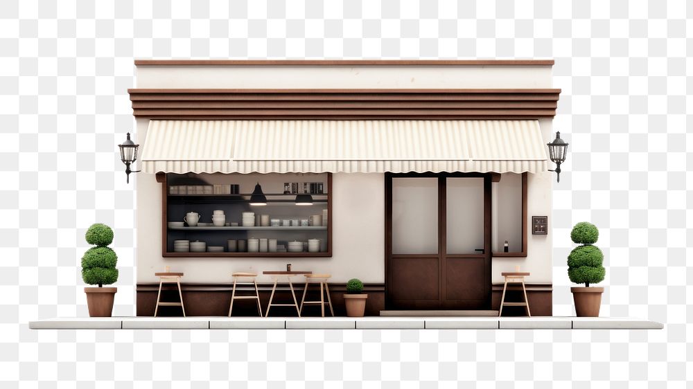 PNG White background architecture coffeehouse dollhouse. AI generated Image by rawpixel.