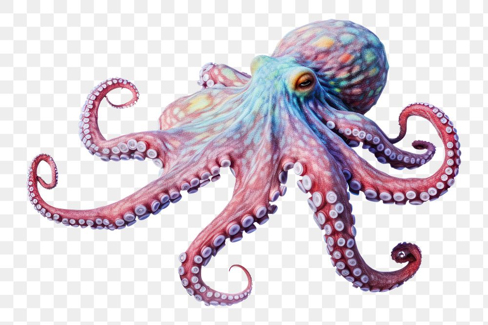 PNG Octopus animal white background invertebrate, digital paint illustration. AI generated image