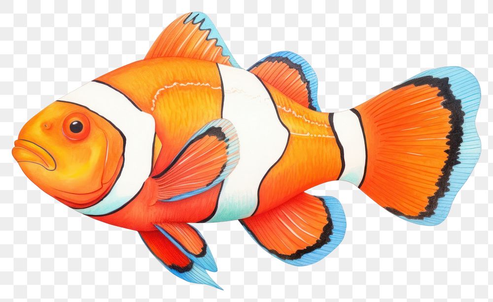 PNG Fish animal white background pomacentridae, digital paint illustration. AI generated image