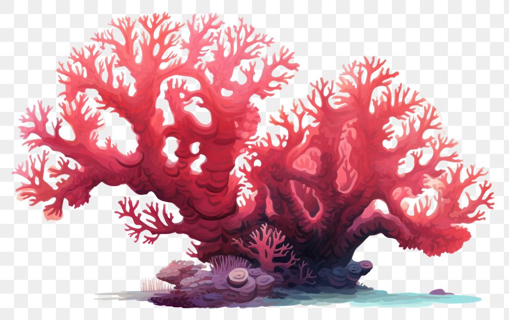 PNG Red coral, digital paint illustration. AI generated image