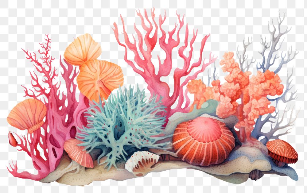 PNG Nature sea coral reef, digital paint illustration. AI generated image