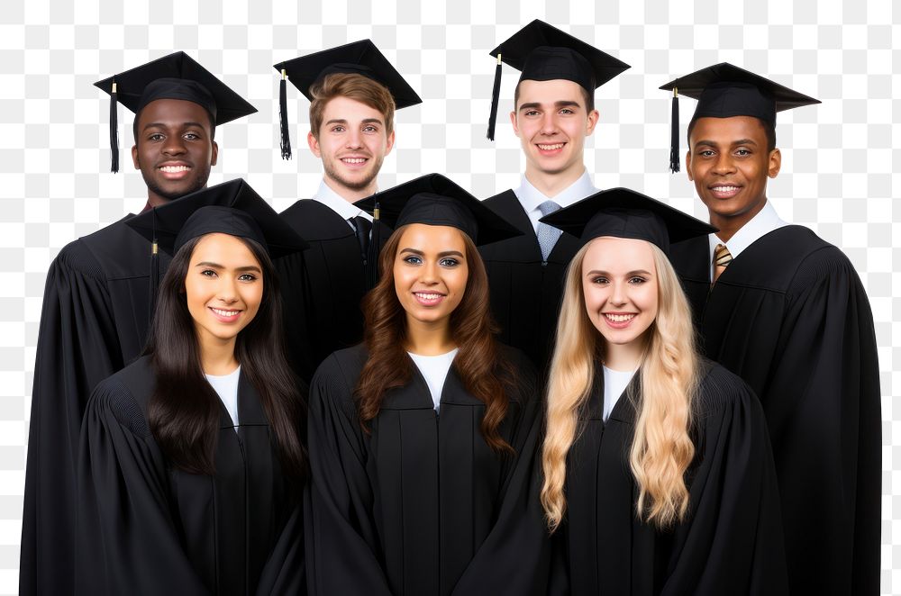 PNG Graduation adult intelligence togetherness. AI generated Image by rawpixel.