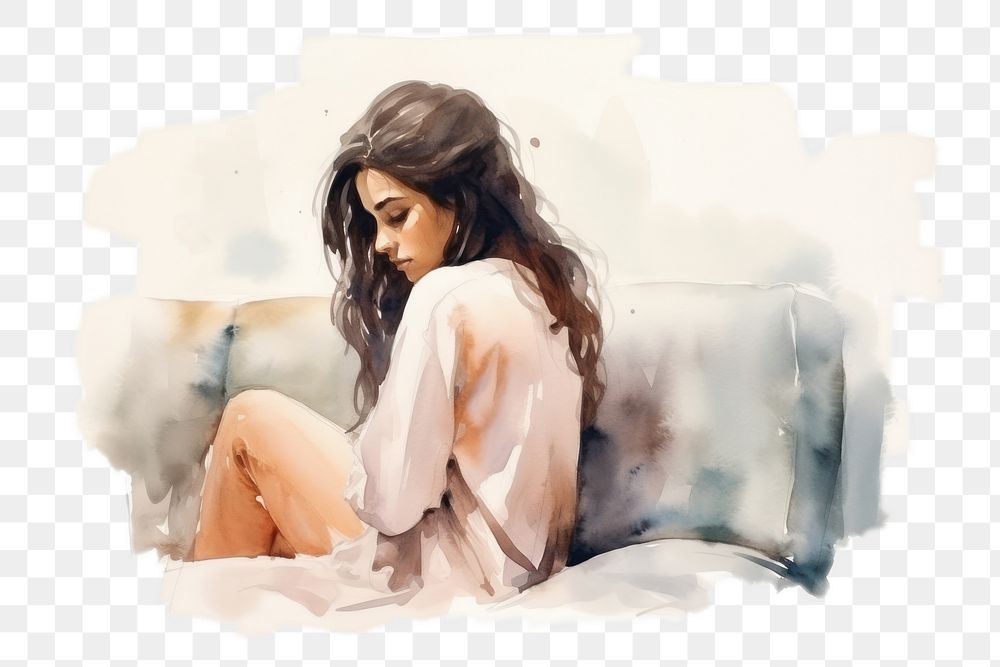 PNG Painting portrait adult contemplation. AI generated Image by rawpixel.