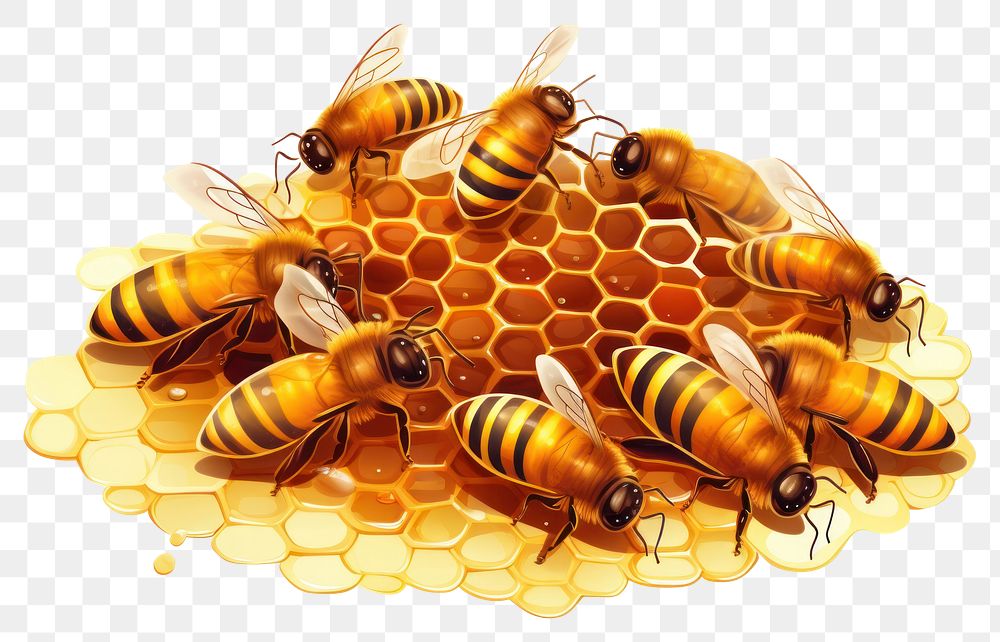 PNG Honeycomb bee beehive animal. AI generated Image by rawpixel.