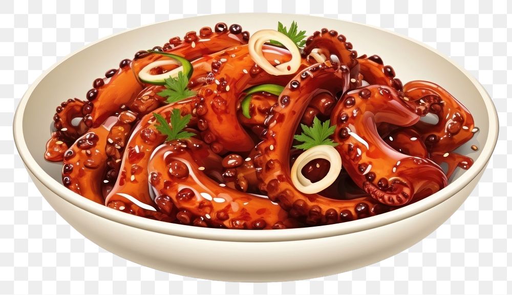 PNG Octopus food plate meal. 