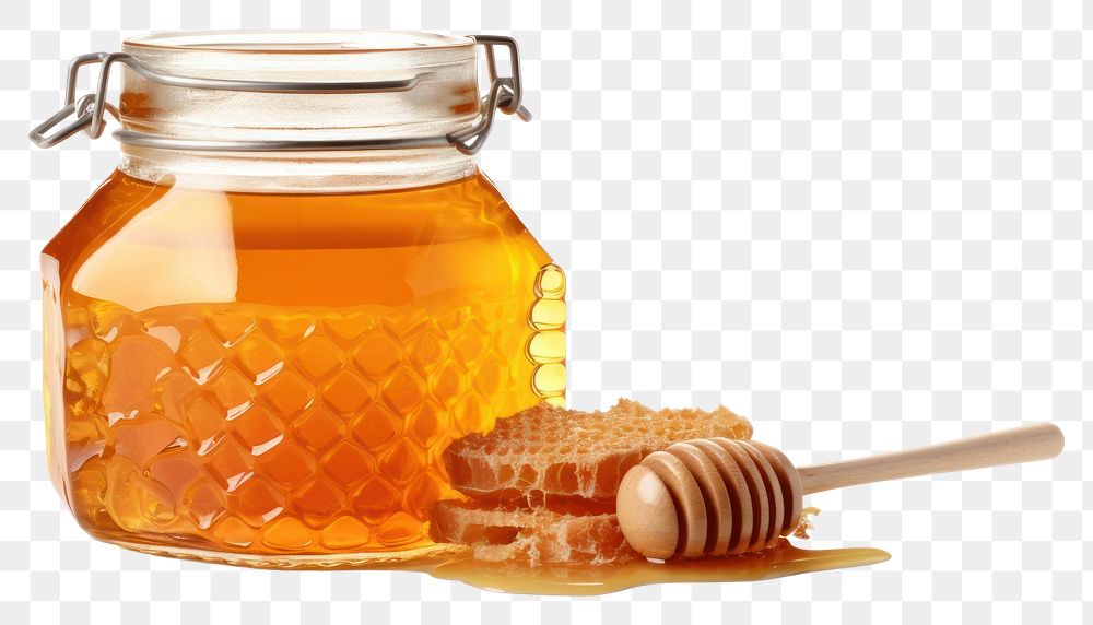 PNG Honeycomb food jar preserves. AI generated Image by rawpixel.