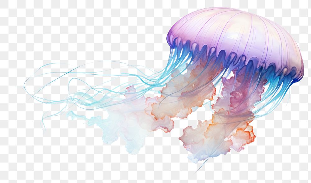 PNG  Transparent jellyfish invertebrate translucent. AI generated Image by rawpixel.