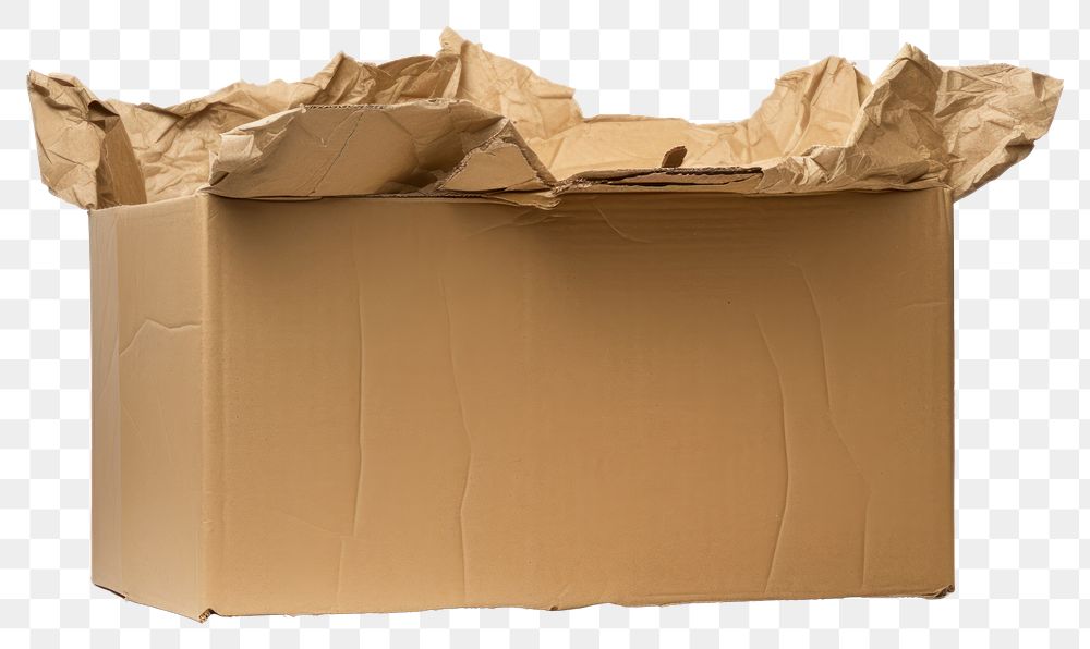 PNG Damaged carton cardboard box white background. AI generated Image by rawpixel.