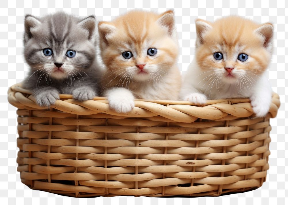 PNG Mammal kitten animal basket. AI generated Image by rawpixel.