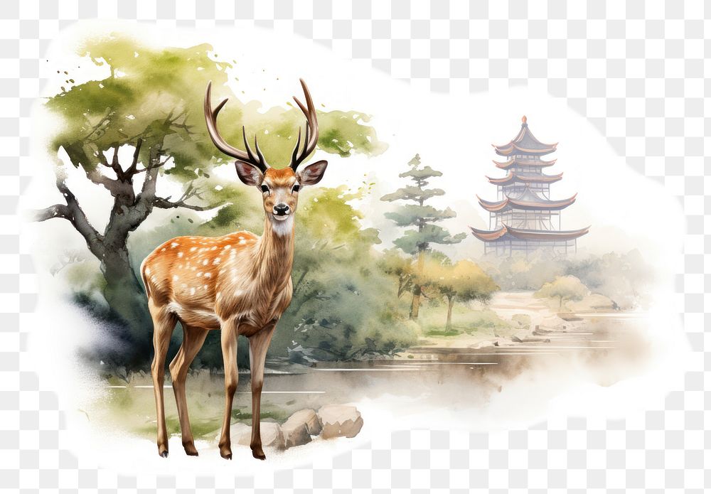 PNG Oil painting illustration of Nara, isolated 