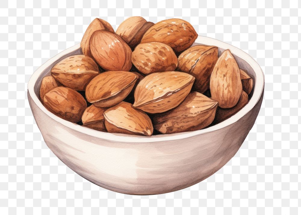 PNG Almond food bowl nut. AI generated Image by rawpixel.