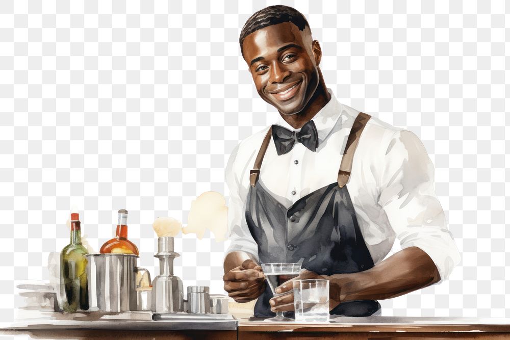 PNG Bartender waiter adult male. AI generated Image by rawpixel.