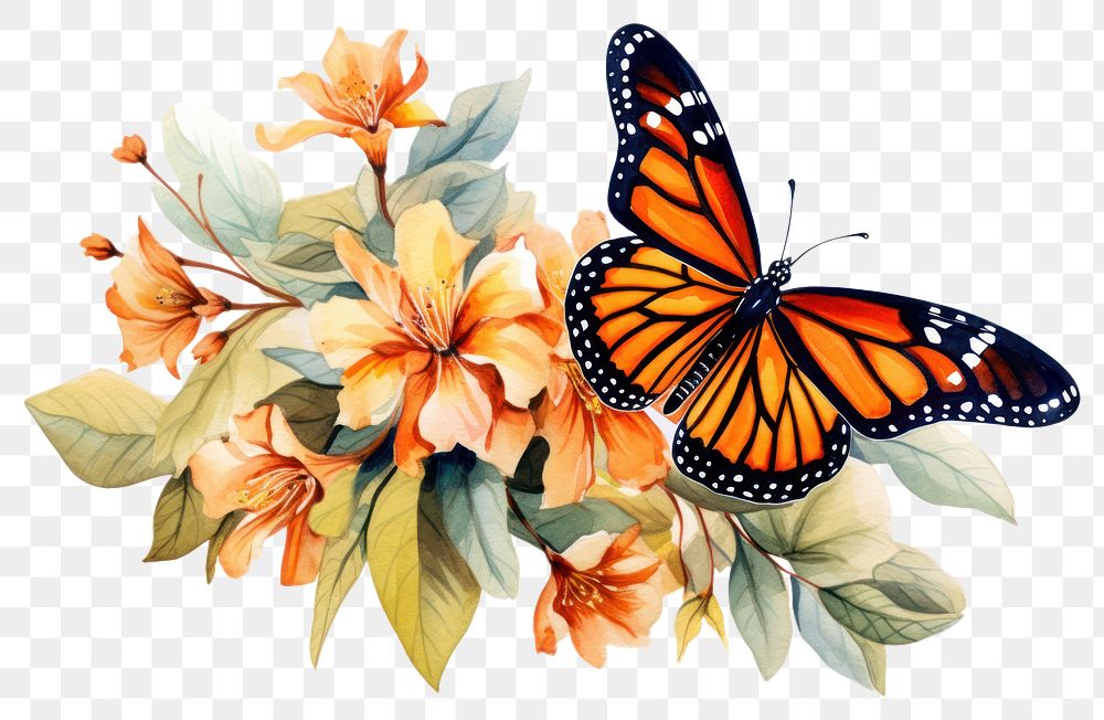 PNG Butterfly flower insect plant. AI generated Image by rawpixel.