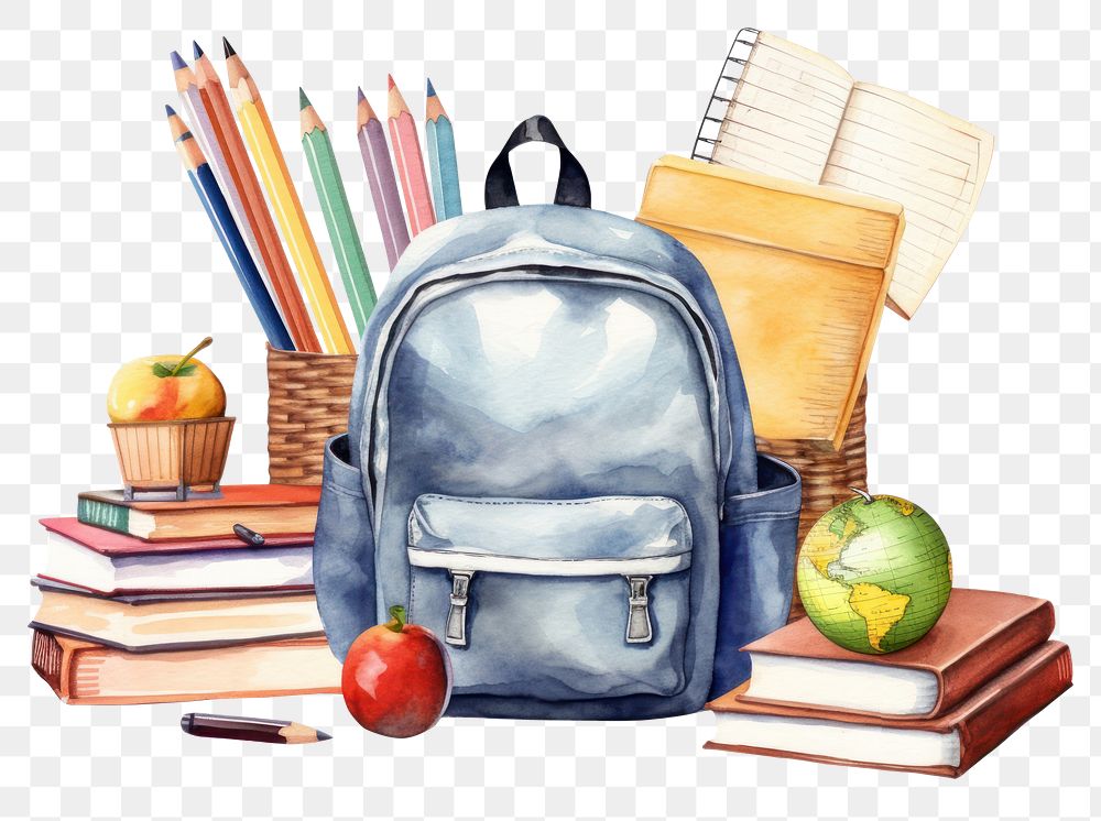 PNG Backpack pencil school white background