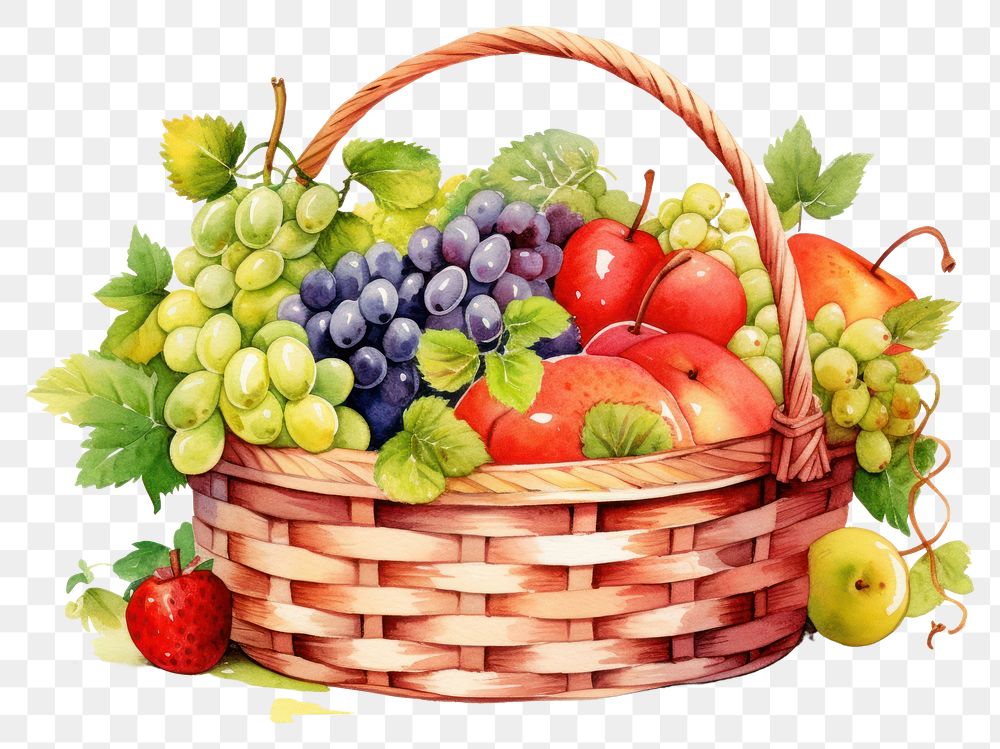 PNG Basket grapes fruit berry. | Premium PNG - rawpixel