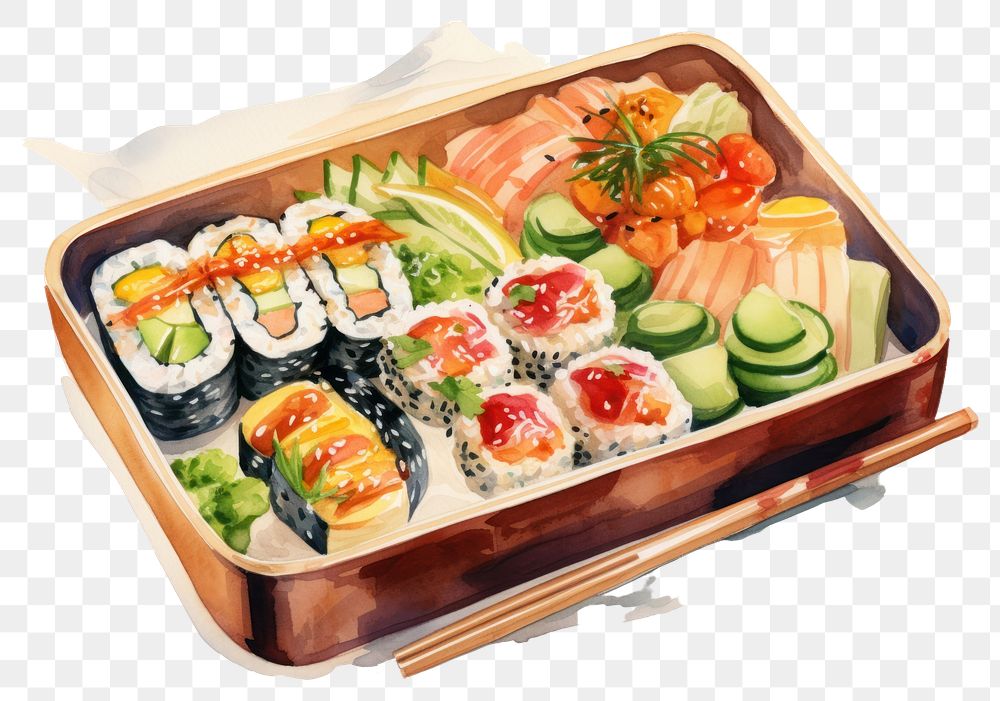 PNG Food sushi lunch bento. AI generated Image by rawpixel.