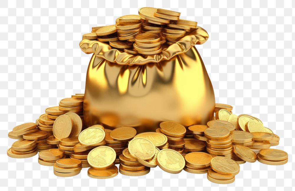 PNG Gold coin money transparent background.