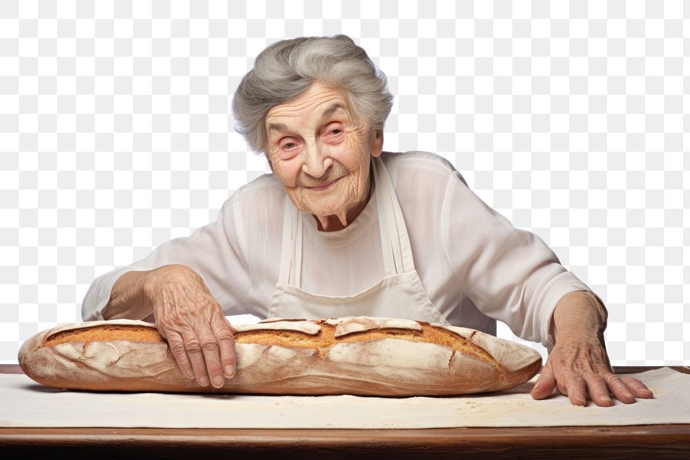 PNG Portrait adult bread food. AI generated Image by rawpixel.