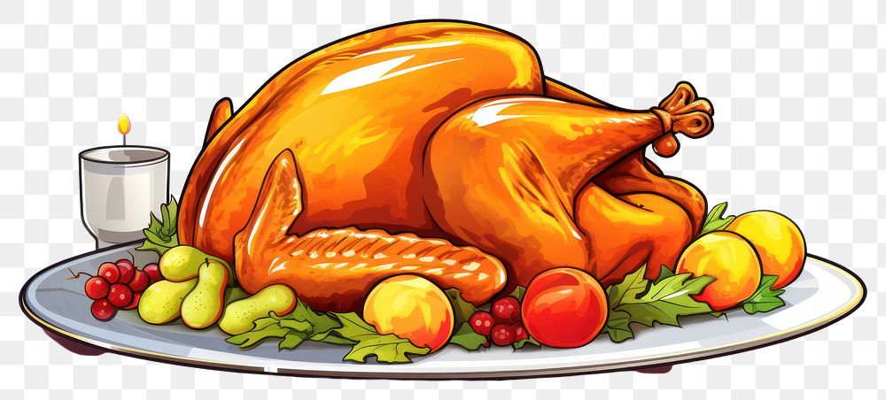 PNG Thanksgiving cartoon dinner food. AI generated Image by rawpixel.