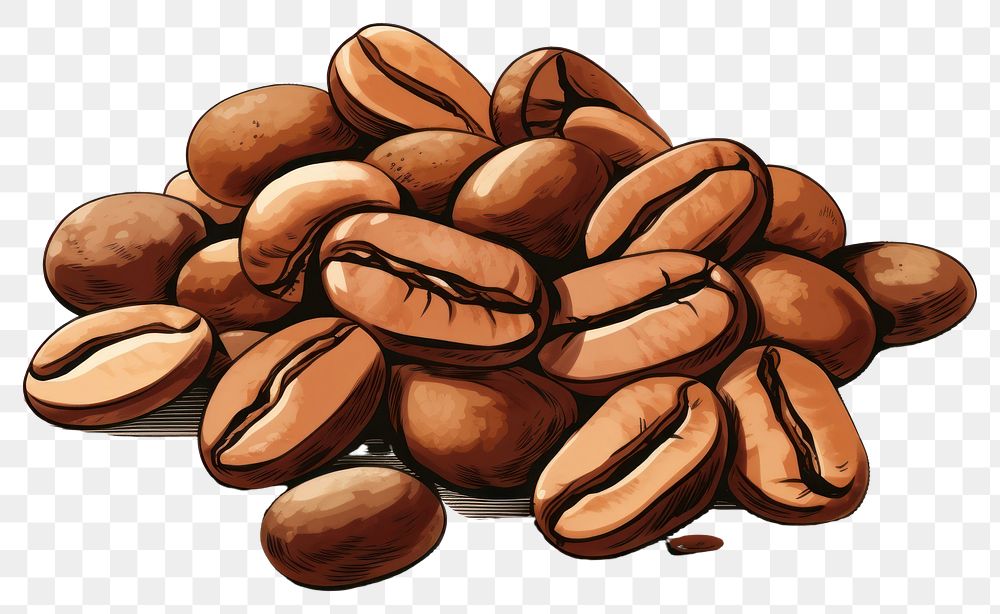 PNG Coffee cartoon food nut transparent background